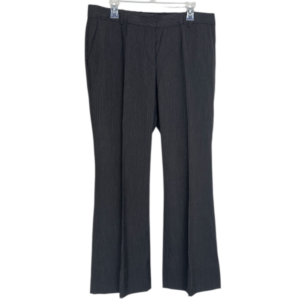 ANNE KLEIN Size 14 Black (Grey Thin Stripes)Crisp, Flared Women's Suit Trousers